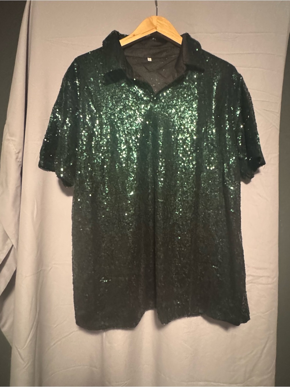Men's Emerald Green Sequin Polo Shirt